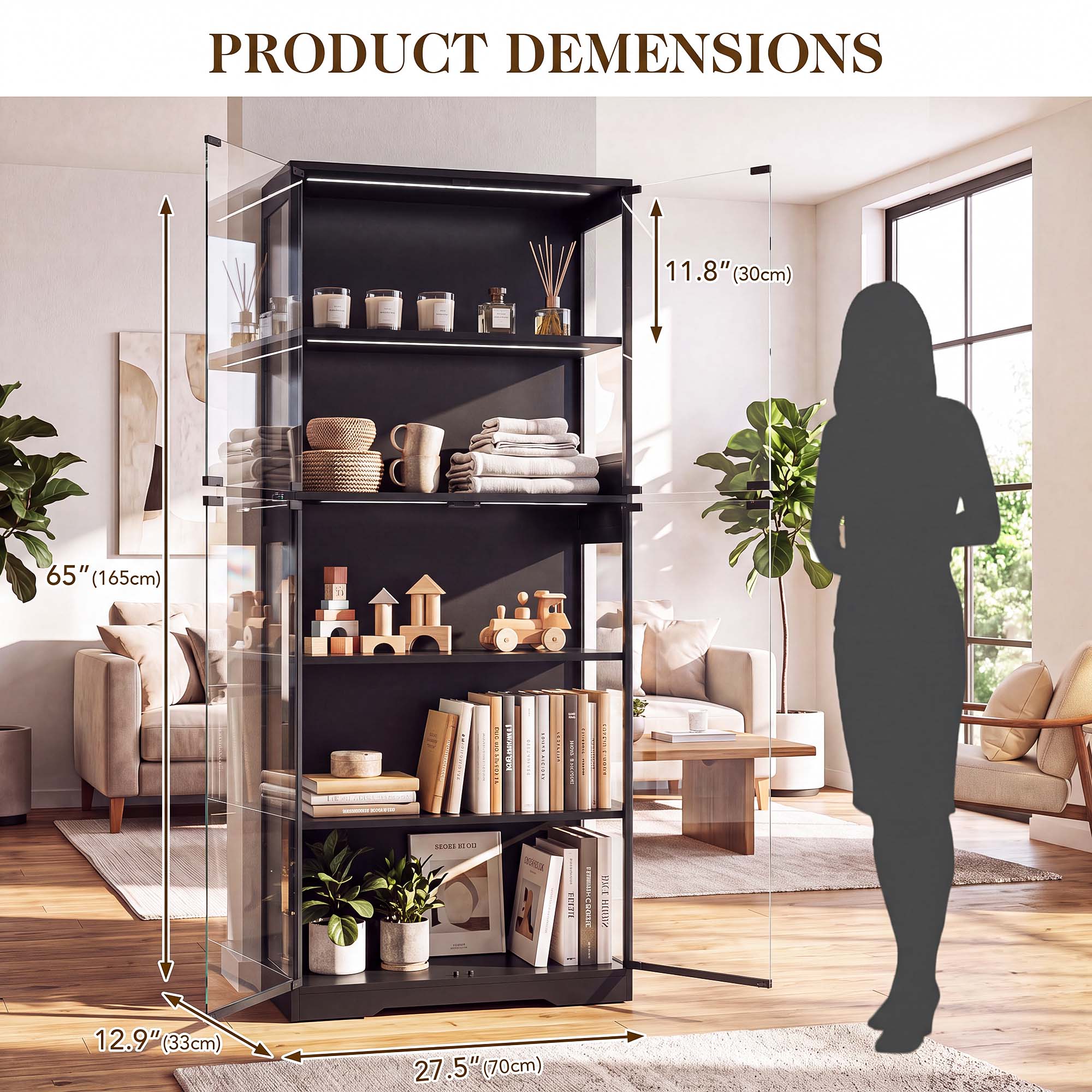 TCGBKAF 5‑Tier Display Cabinet - Home Lighting And Decor review and price