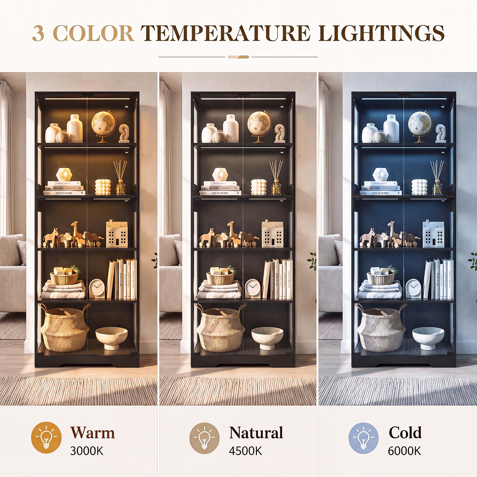 TCGBKAF 5‑Tier Display Cabinet - Home Lighting And Decor review and price