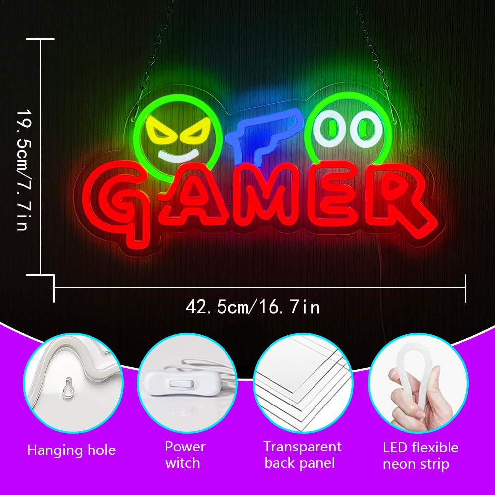 Gamer Neon Sign LED Wall Light - Lighting Christmas Decor review and price