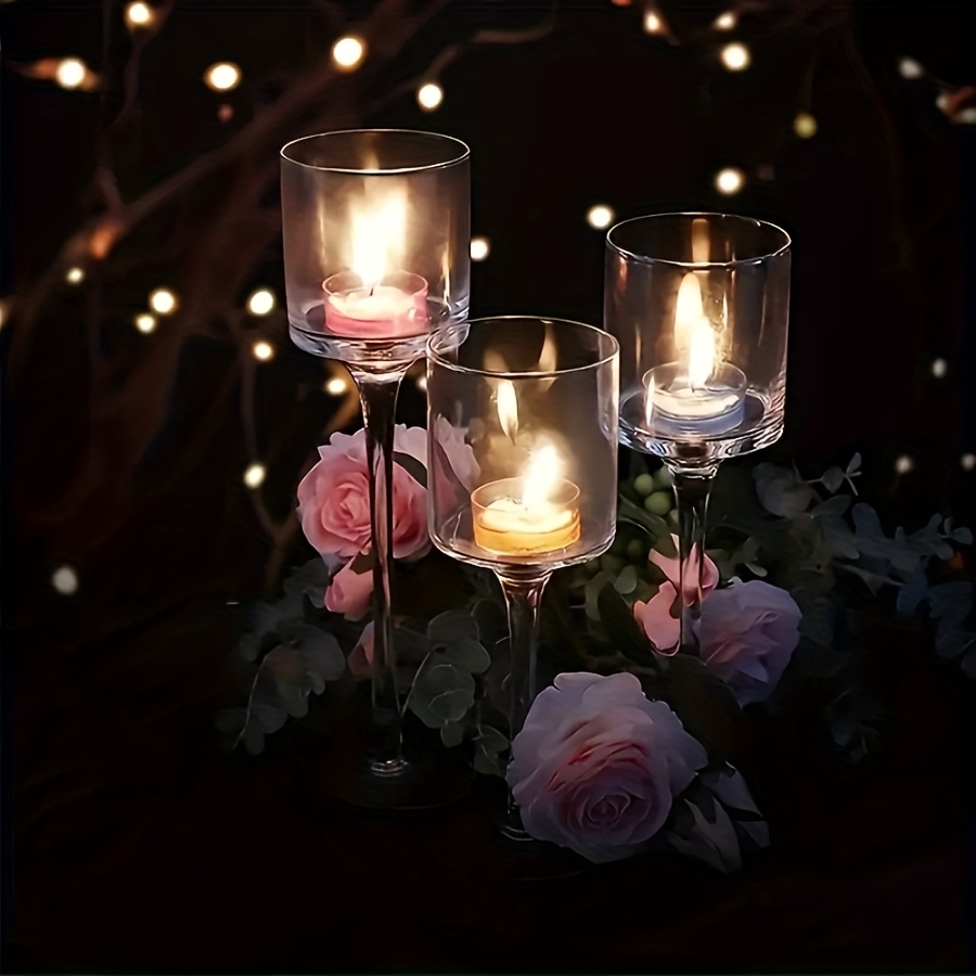 3PCS Transparent Glass Candle  - Candle Holder Set review and price