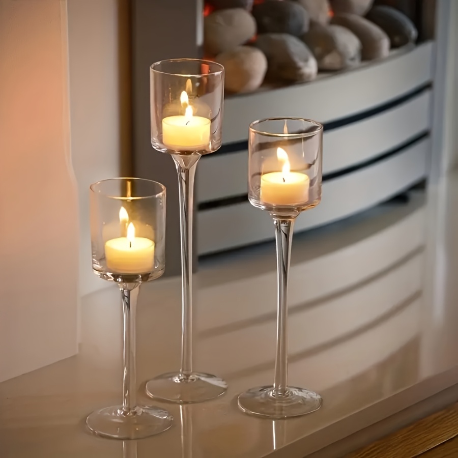 3PCS Transparent Glass Candle  - Candle Holder Set review and price