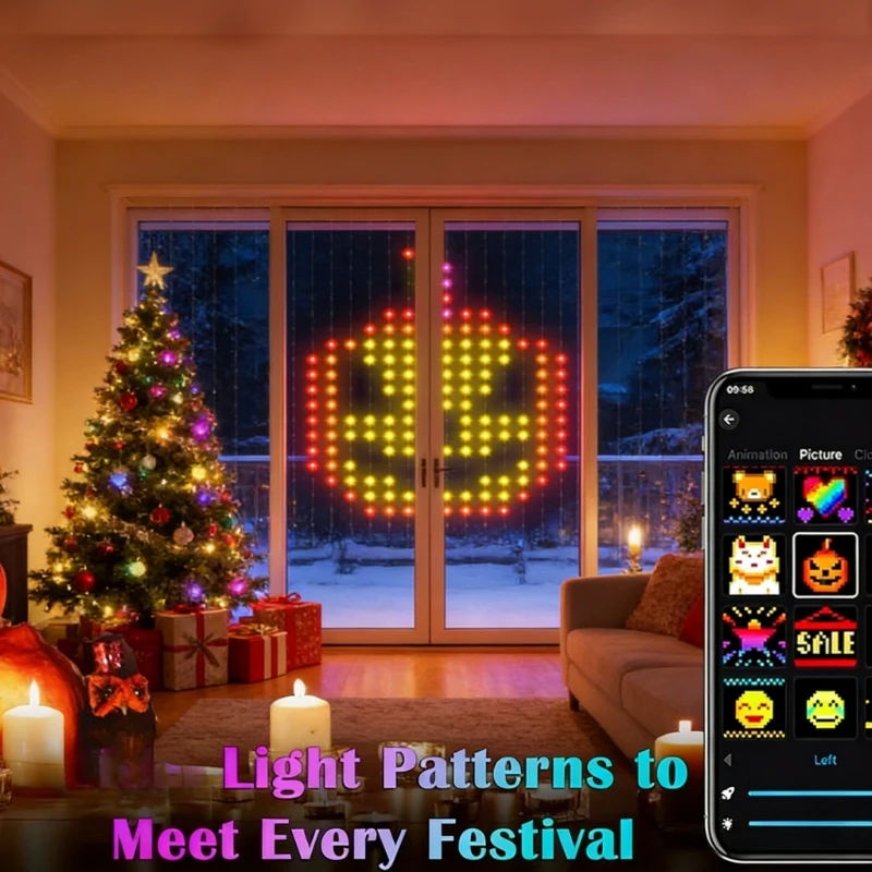 Smart 400LED Curtain Lights, M - Lighting Christmas Decor review and price