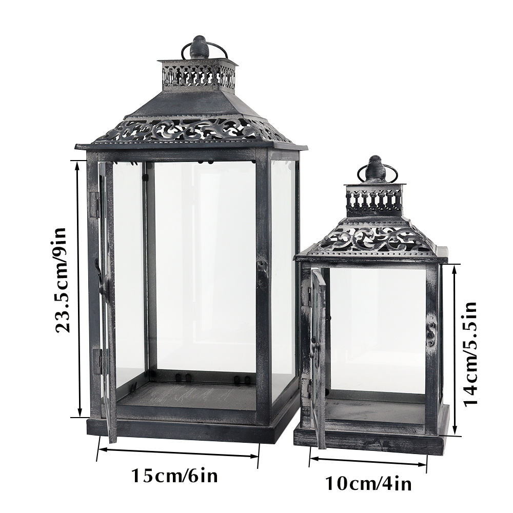Set of Two Antique Grey Metal  - Candle Holder Set review and price