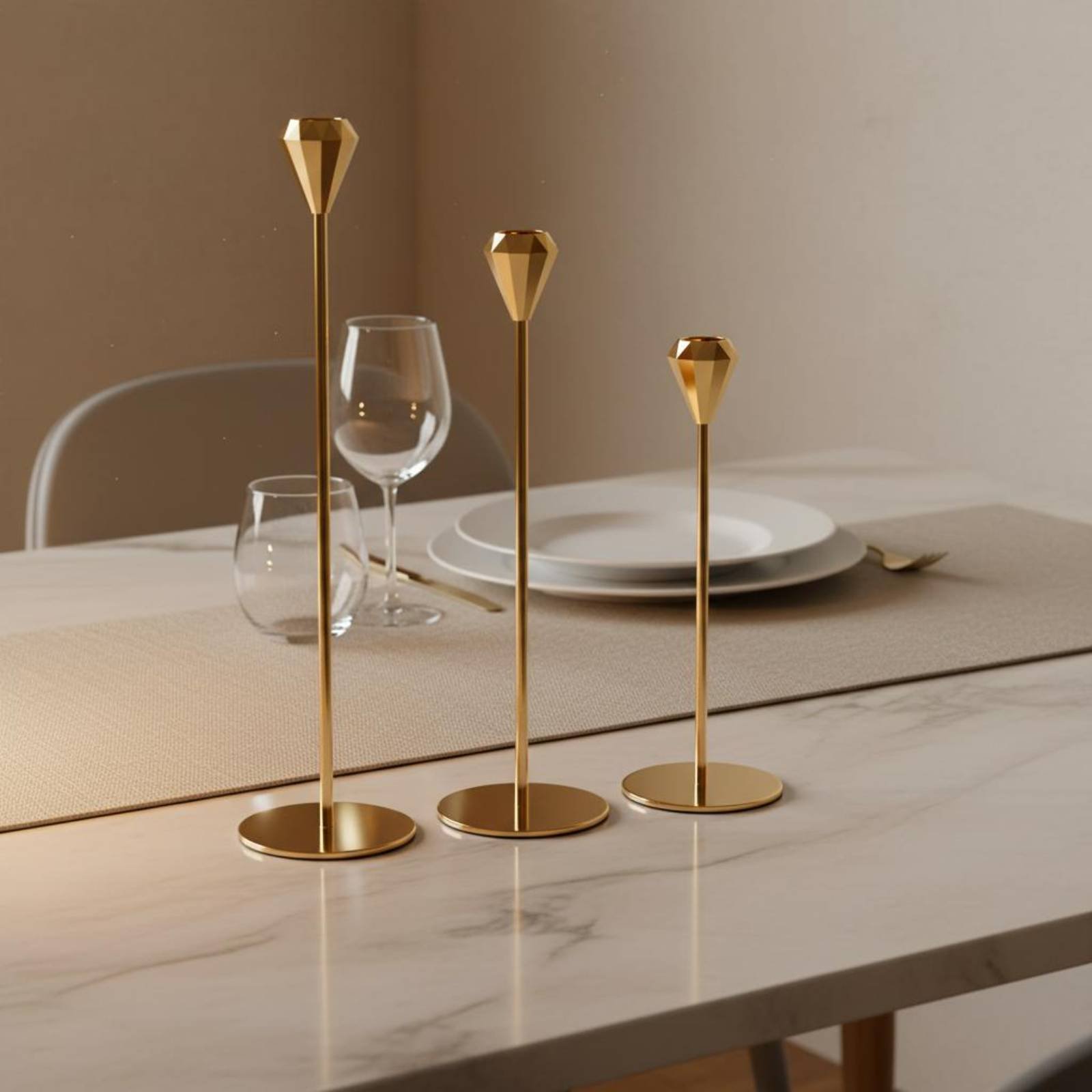 3 Pieces Crystal Top Candlesti - Candle Holder Set review and price