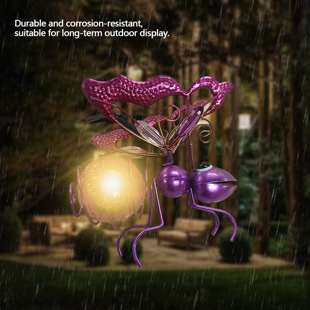 Solar Iron Insect Statue With  - Lighting Bug Decor review and price