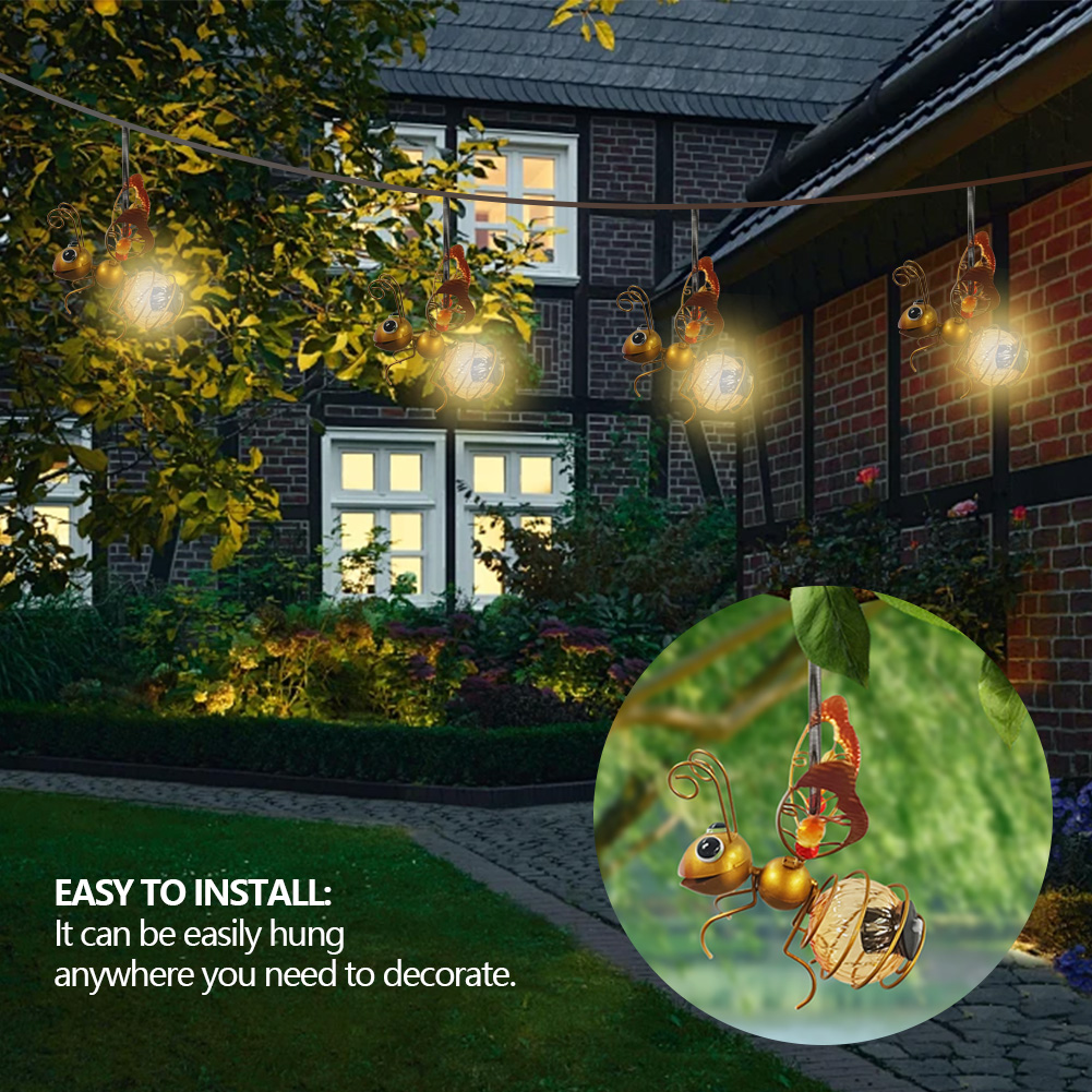 Solar Iron Insect Statue With  - Lighting Bug Decor review and price