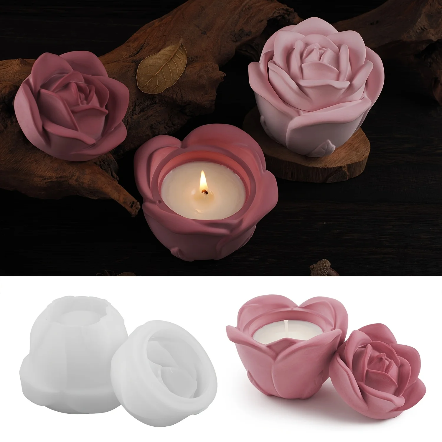 2-Piece Set Rose Shaped Silico - Candle Holder Set review and price
